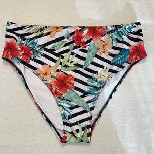 Tempt Me Women’s Tummy Control Swim Suit Bottoms Floral Bikini Bottoms 14W NEW